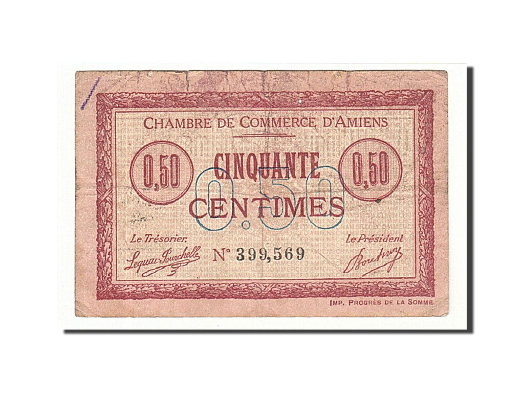 France, Amiens, 50 Centimes, 1915, TB, Pirot:7-14