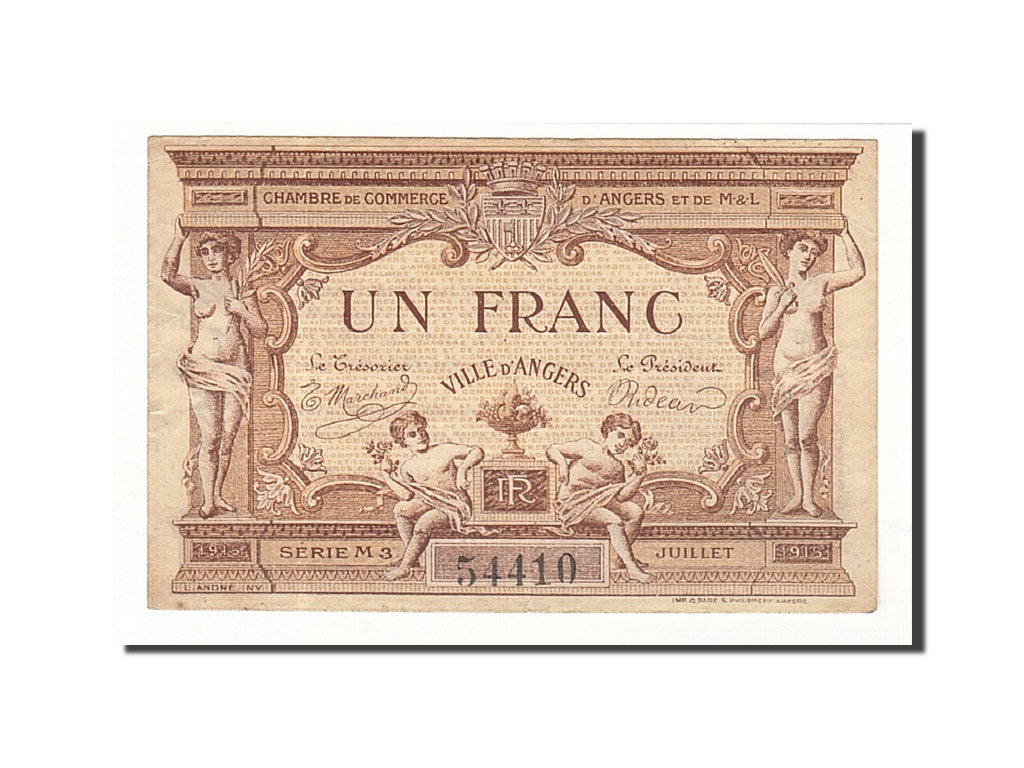 France, Angers, 1 Franc, 1917, TTB+, Pirot:8-10
