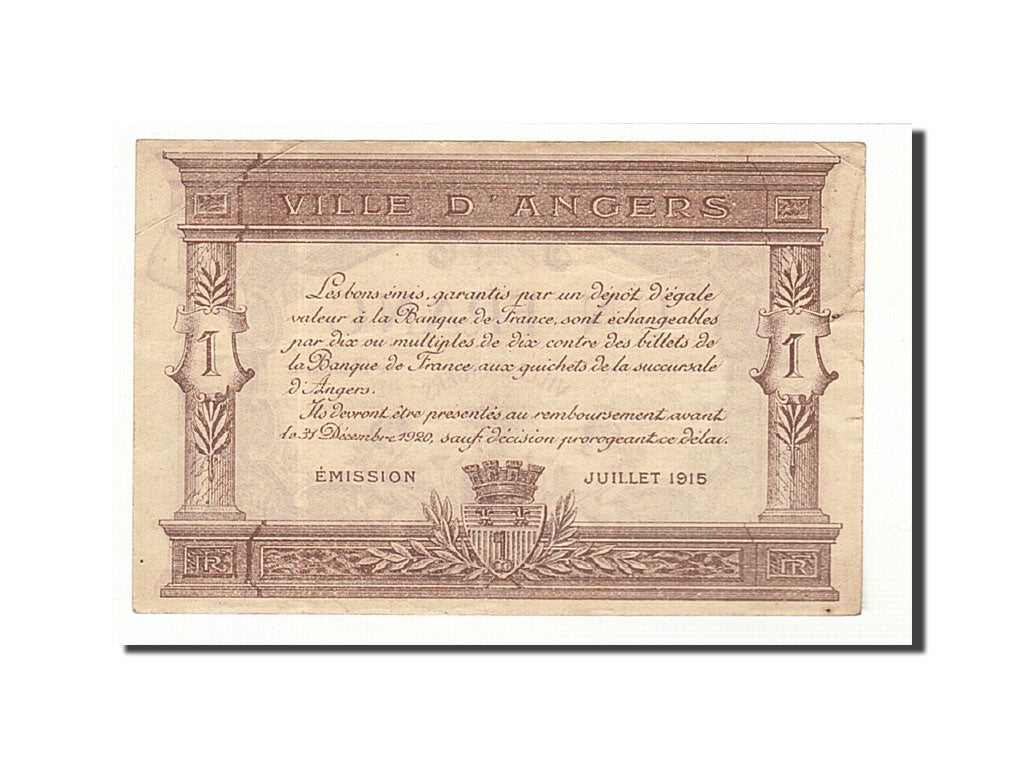 France, Angers, 1 Franc, 1917, TTB+, Pirot:8-10