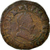 Coin, France, Double Tournois, 1586, Saint Lô, VF(20-25), Copper, Sombart:4096