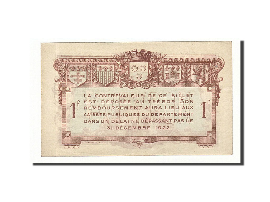 Banknote, Pirot:108-14, 1 Franc, 1917, France, UNC(60-62), Rodez