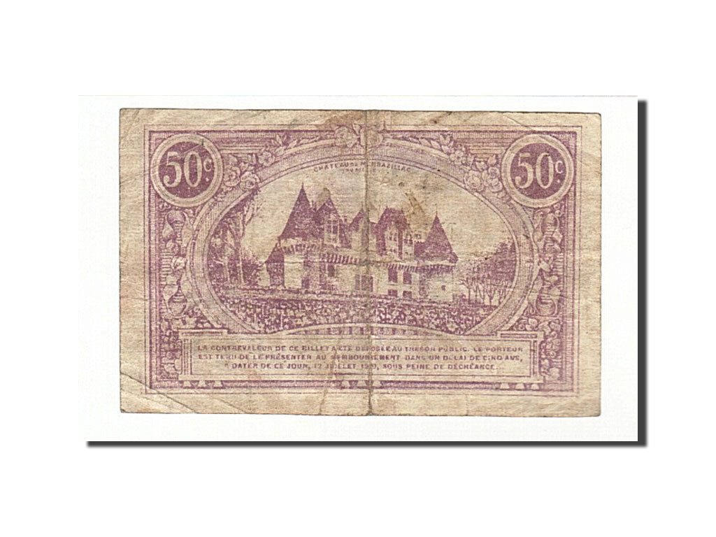 Banknote, Pirot:24-35, 50 Centimes, 1920, France, VF(20-25), Bergerac