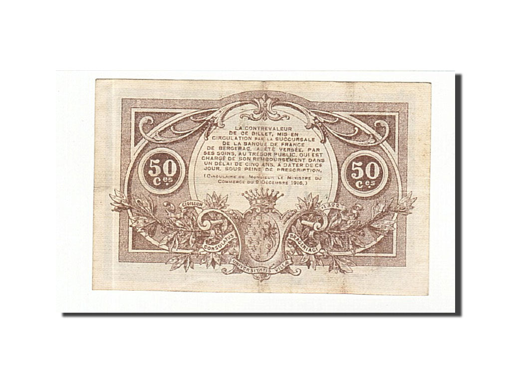 France, Bergerac, 50 Centimes, 1917, EF(40-45), Pirot:24-24