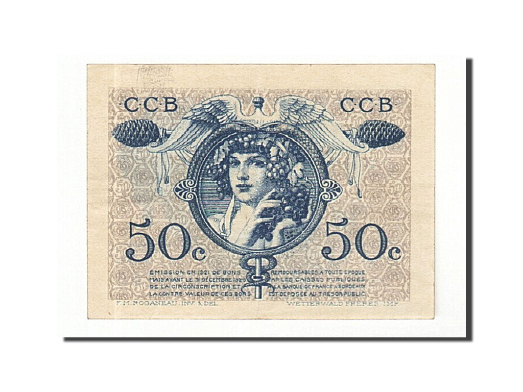 Banknote, Pirot:30-28, 50 Centimes, 1921, France, AU(55-58), Bordeaux