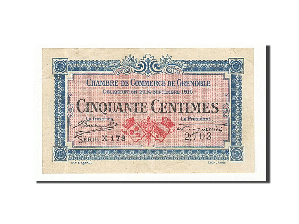 France, Grenoble, 50 Centimes, 1916, AU(50-53), Pirot:63-1