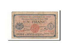 Banknot, Francja, Lyon, 1 Franc, 1922, VF(20-25), Pirot:77-27