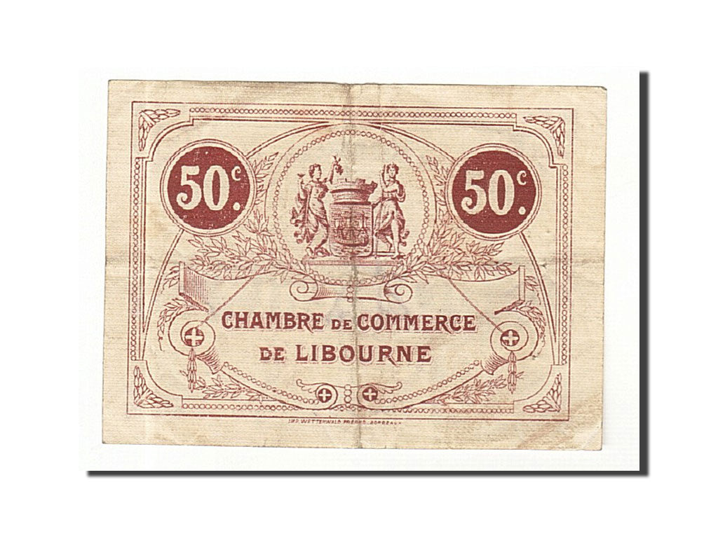 France, Libourne, 50 Centimes, 1917, EF(40-45), Pirot:72-18