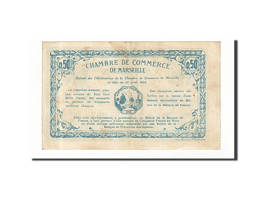 Frankreich, Marseille, 50 Centimes, 1914, AU(50-53), Pirot:79-27