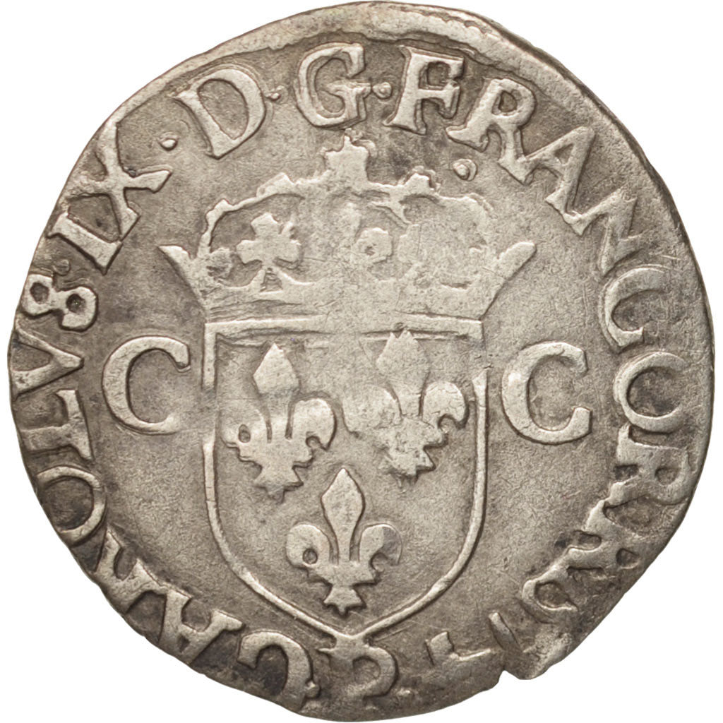 France, Douzain aux 2 C 1er type, 1574, Dijon, TB+, Billon, Sombart:4390