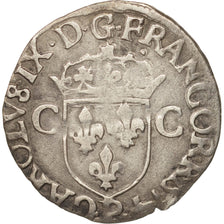 France, Douzain aux 2 C 1er type, 1574, Dijon, TB+, Billon, Sombart:4390