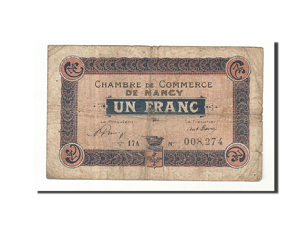 France, Nancy, 1 Franc, 1919, VF(20-25), Pirot:87-33
