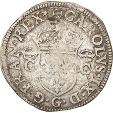 France, Douzain aux 2 C couronnés, 1574, Poitiers, EF(40-45),Billon,Sombart:4394