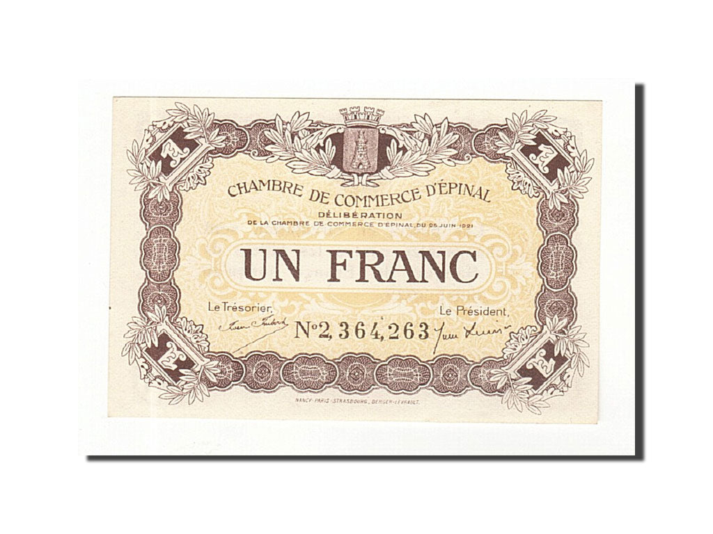 France, Epinal, 1 Franc, 1921, UNC(65-70), Pirot:56-14