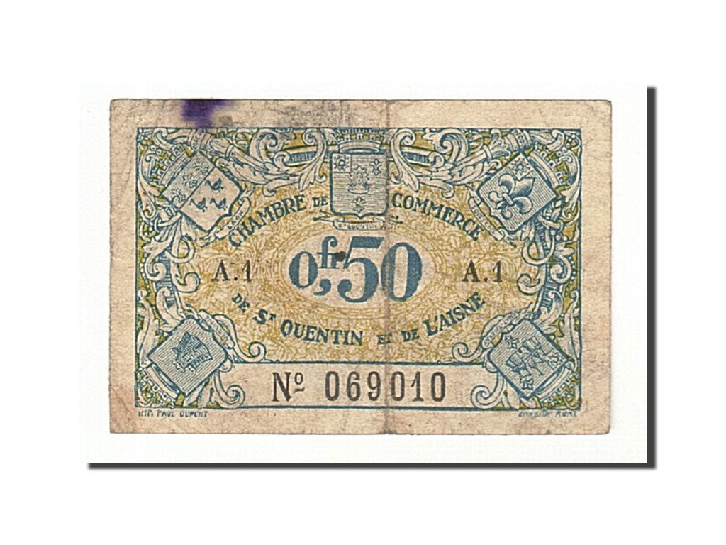 France, Saint-Quentin, 50 Centimes, B+, Pirot:116-1