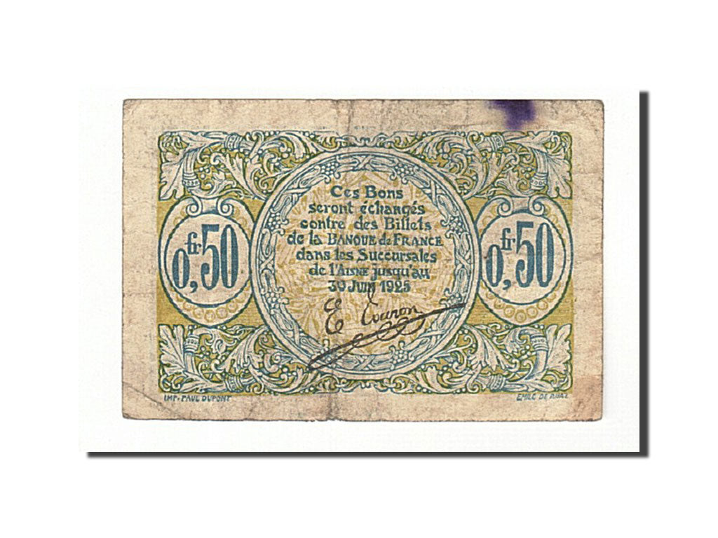 France, Saint-Quentin, 50 Centimes, B+, Pirot:116-1