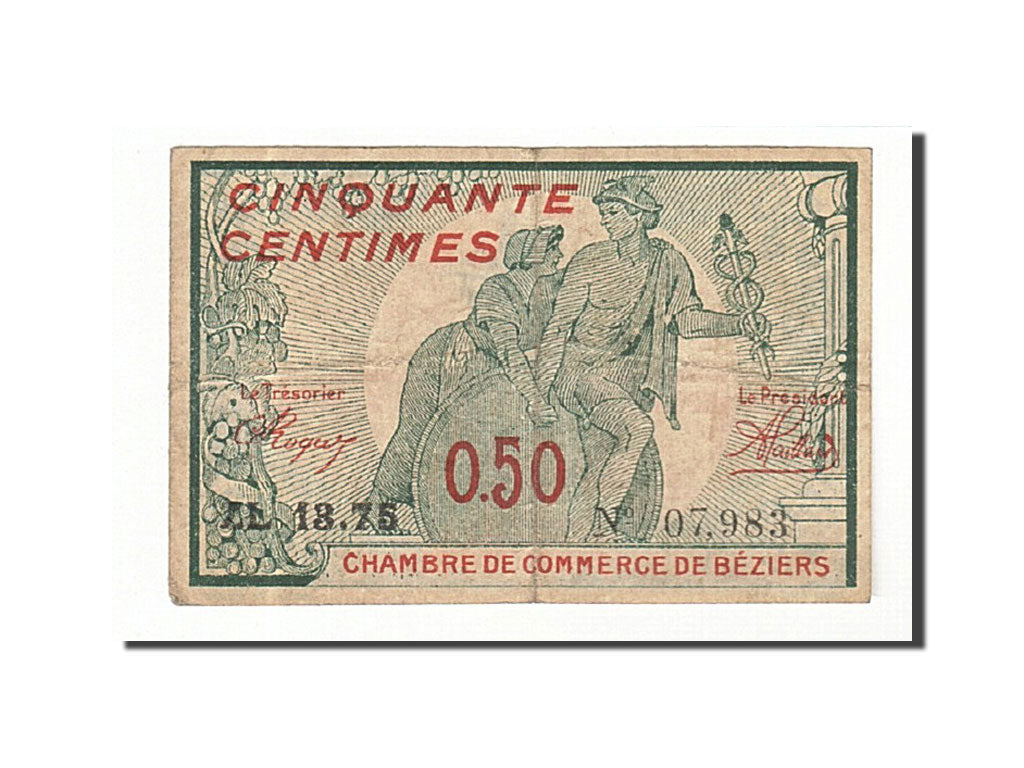 France, Béziers, 50 Centimes, 1918, EF(40-45), Pirot:27-22