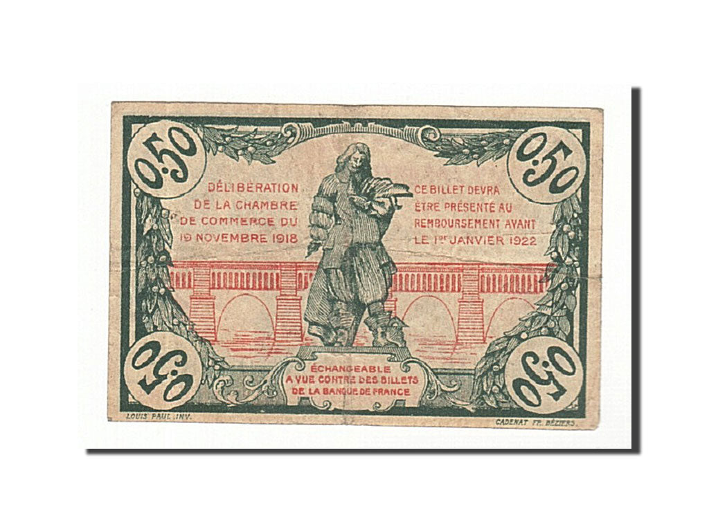France, Béziers, 50 Centimes, 1918, EF(40-45), Pirot:27-22