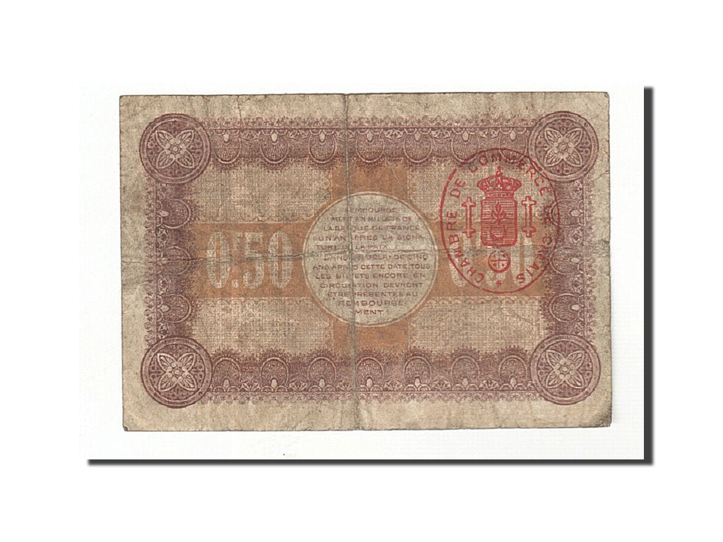 Banknote, Pirot:36-21, 50 Centimes, 1916, France, VF(20-25), Calais