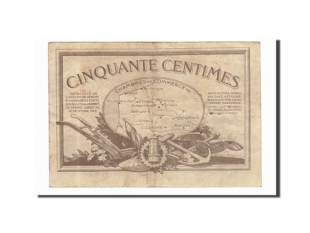 Banknote, Pirot:94-4, 50 Centimes, France, EF(40-45), Lille