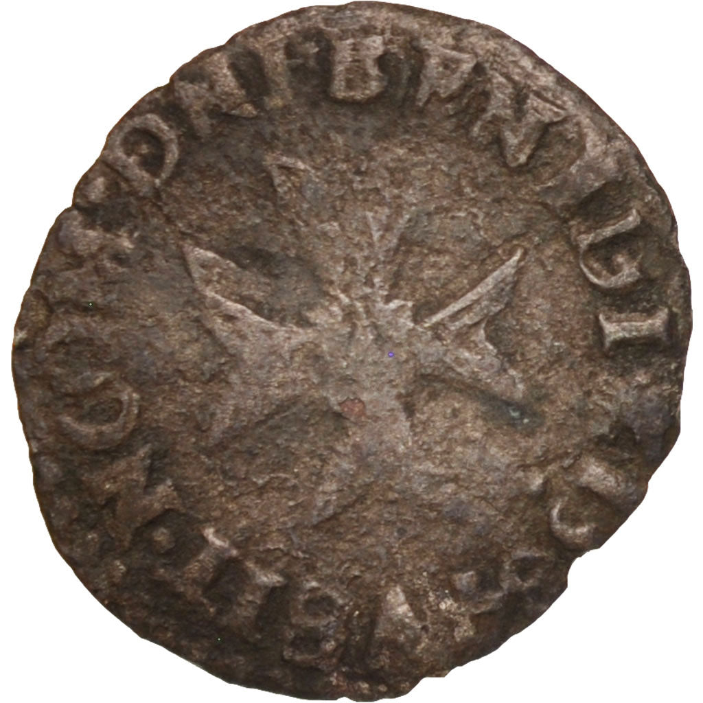 France, Liard à la Croix de Malte, 1584, Paris, TB, Billon, Sombart:4310