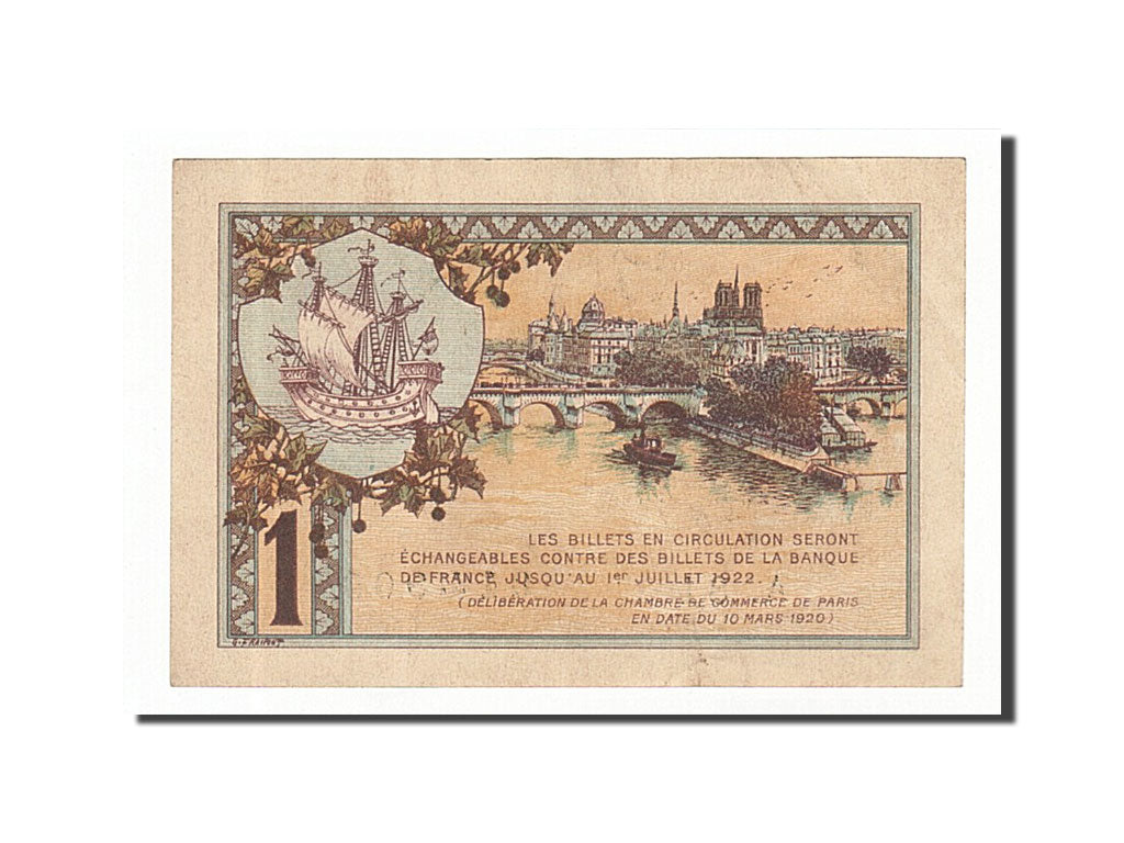 Banknote, Pirot:97-36, 1 Franc, 1920, France, AU(55-58), Paris