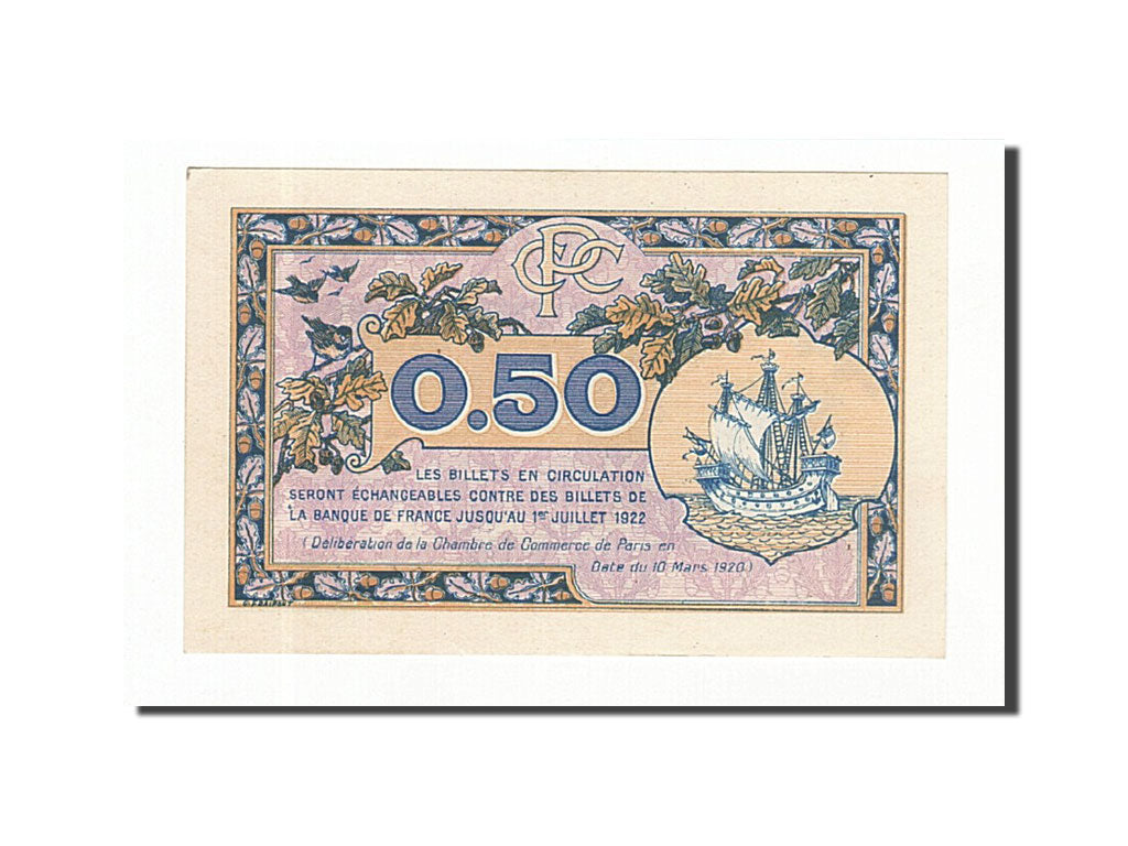 France, Paris, 50 Centimes, 1920, UNC(63), Pirot:97-31