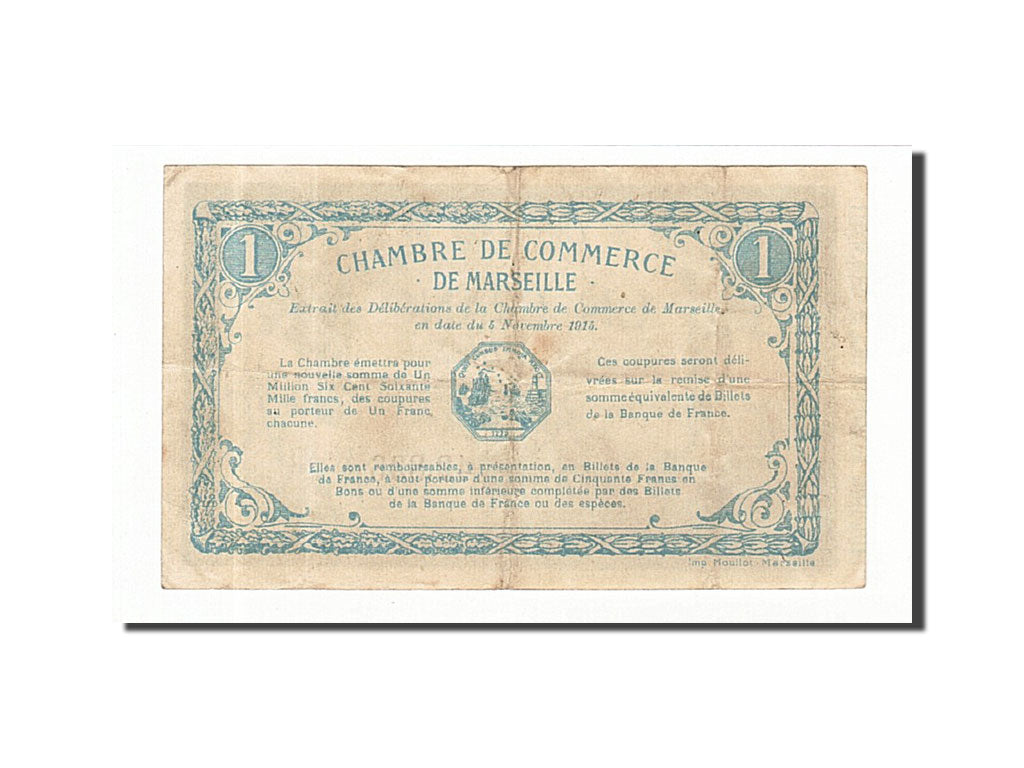 France, Marseille, 1 Franc, 1915, EF(40-45), Pirot:79-49