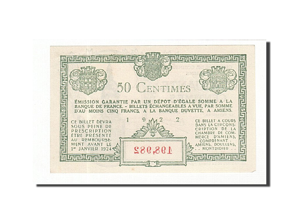 France, Amiens, 50 Centimes, 1922, UNC(63), Pirot:7-55