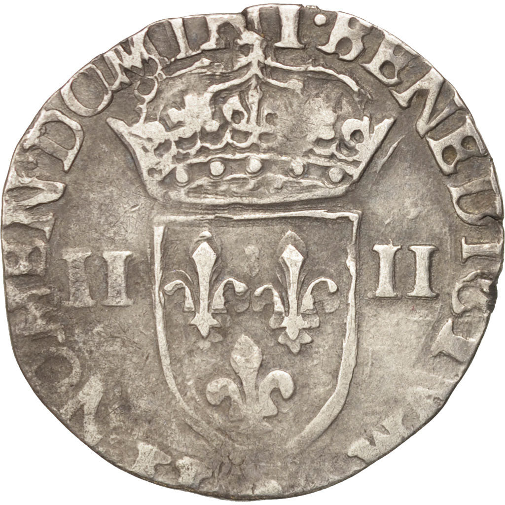 France, Quart Ecu croix de face, 1580, Rennes, F(12-15), Silver, Sombart:4662