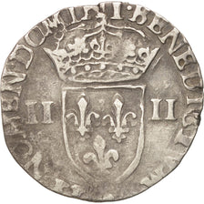 France, Quart Ecu croix de face, 1580, Rennes, F(12-15), Silver, Sombart:4662