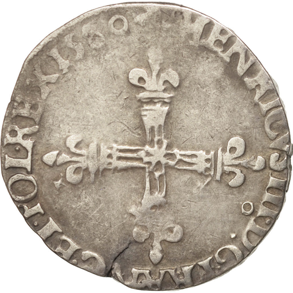 France, Quart Ecu croix de face, 1580, Rennes, F(12-15), Silver, Sombart:4662