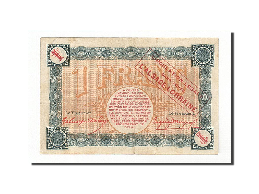 France, Belfort, 1 Franc, 1918, TTB, Pirot:23-44