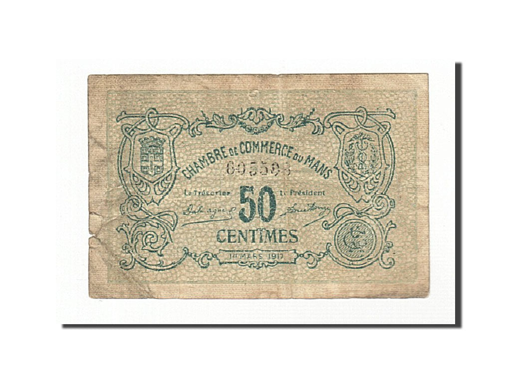 Frankreich, Le Mans, 50 Centimes, 1917, VF(20-25), Pirot:69-9