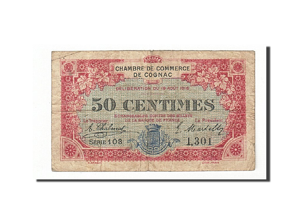 Billet, France, Cognac, 50 Centimes, 1916, TB, Pirot:49-1