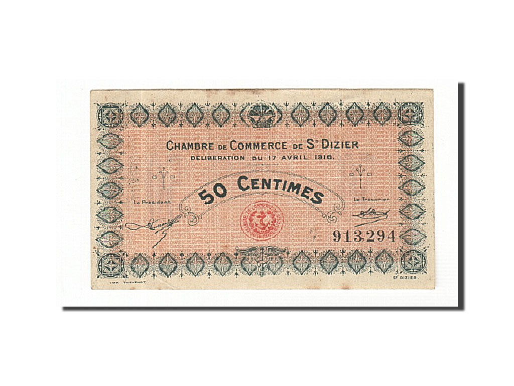 France, Saint-Dizier, 50 Centimes, 1916, AU(55-58), Pirot:113-11