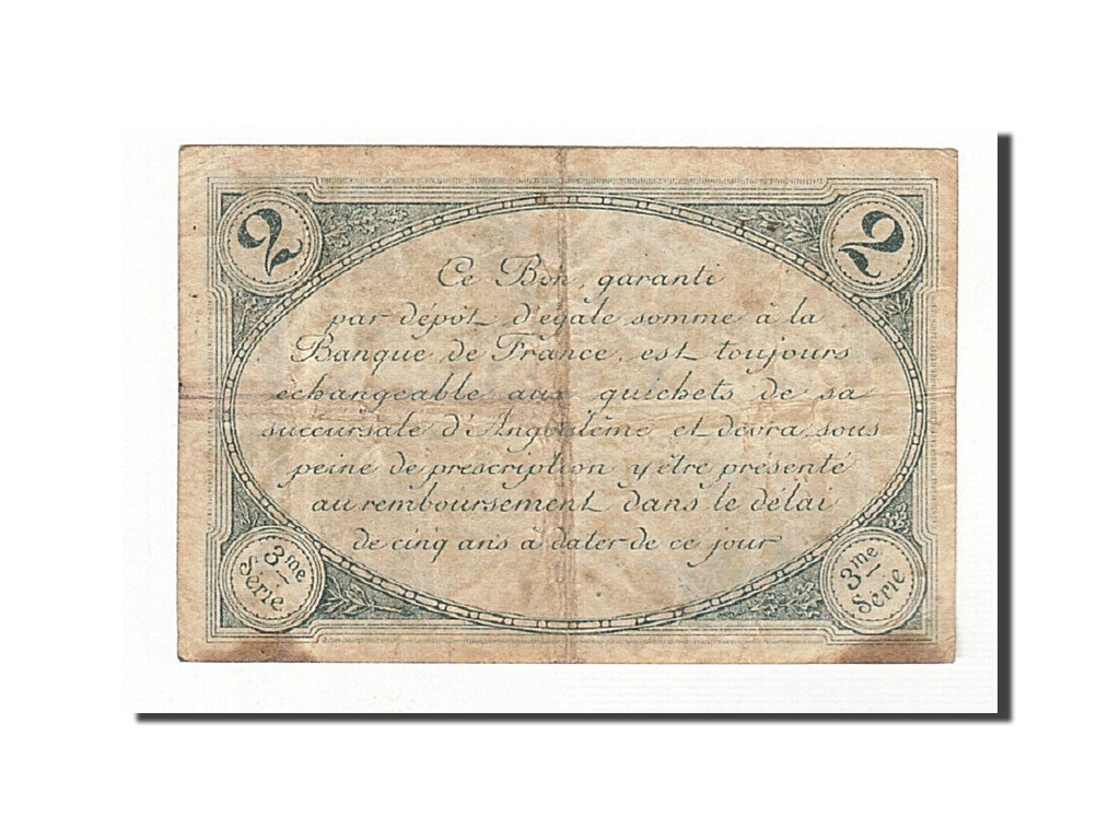 Banconote, Pirot:9-18, MB+, Angoulême, 2 Francs, 1915, Francia