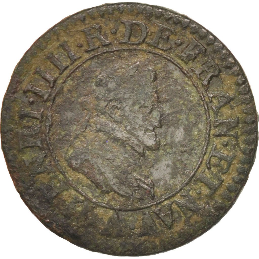 Münze, Frankreich, Double Tournois, 1598, Paris, S+, Kupfer, Sombart:4184