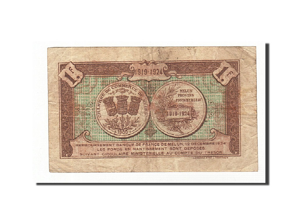 Banknote, Pirot:80-8, 1 Franc, 1919, France, VF(30-35), Melun