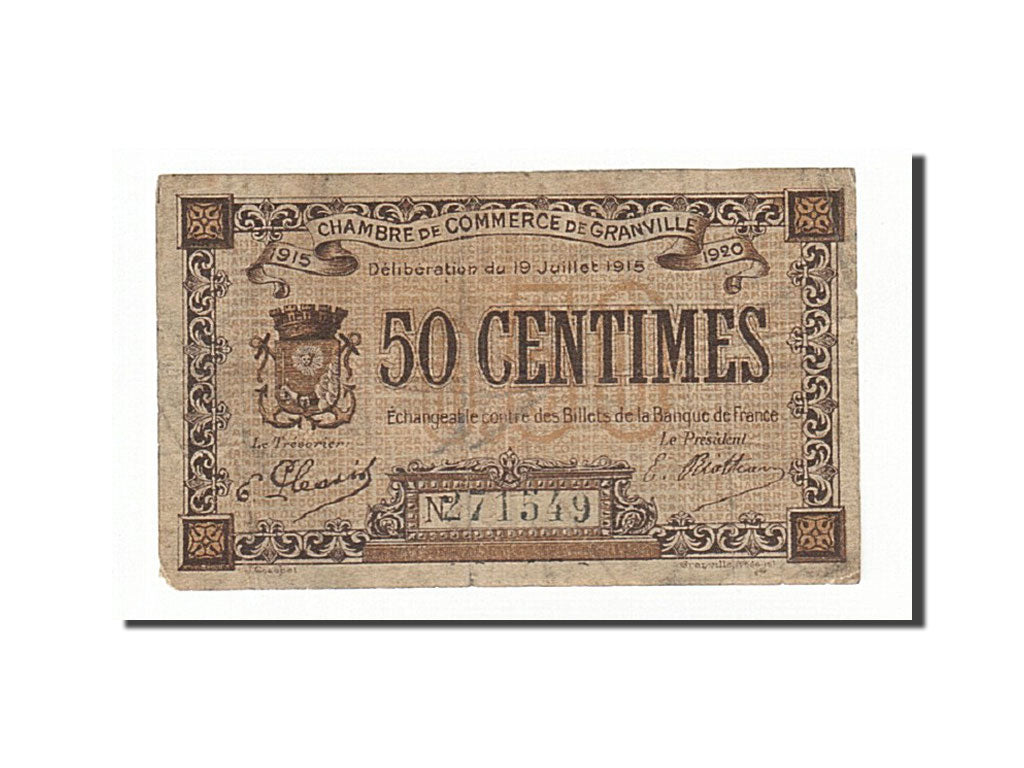 France, Granville, 50 Centimes, 1915, TB, Pirot:60-1