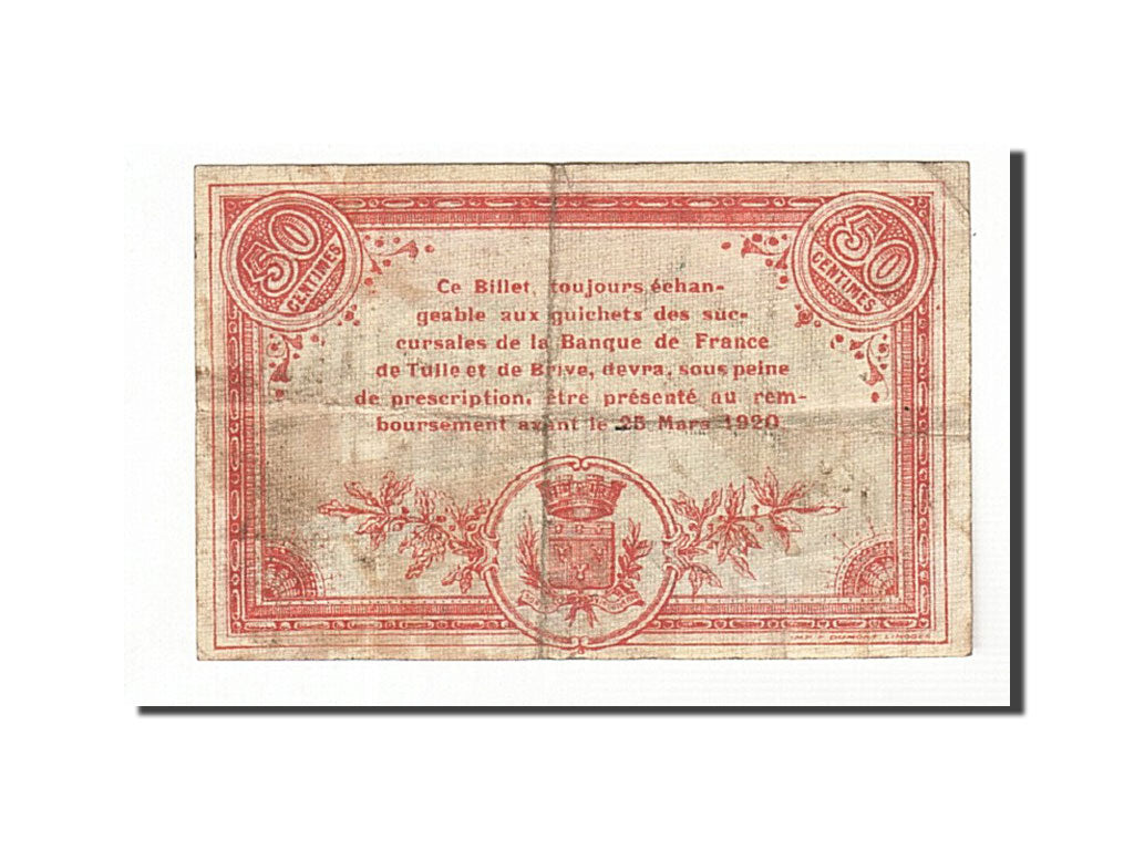 Banknote, Pirot:51-9, 50 Centimes, 1915, France, VF(30-35), Brive