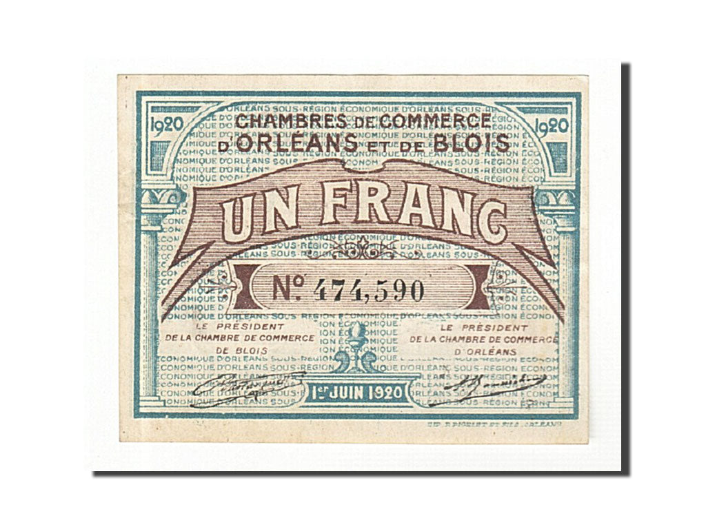 Billete, 1 Franc, Pirot:96-3, 1920, Francia, EBC, Orléans et Blois