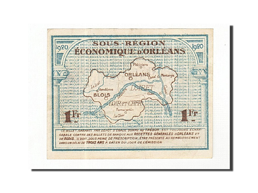 Billete, 1 Franc, Pirot:96-3, 1920, Francia, EBC, Orléans et Blois