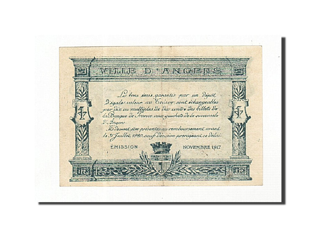 Banconote, Pirot:8-4, SPL-, Angers, 25 Centimes, 1917, Francia