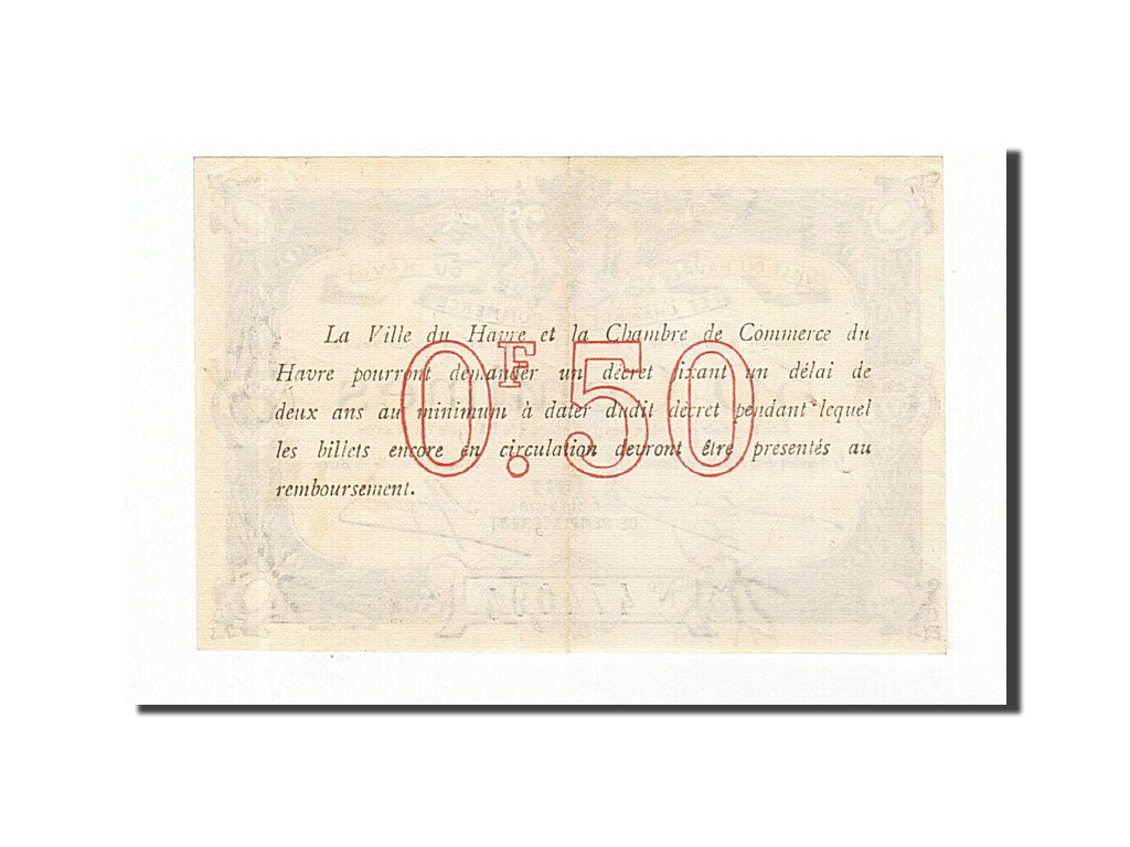Banknote, Pirot:68-17, 50 Centimes, 1917, France, UNC(60-62), Le Havre