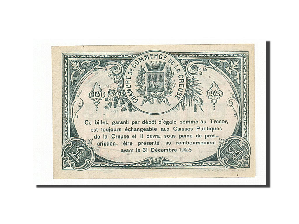 Banknote, Pirot:64-20, 1 Franc, 1920, France, UNC(63), Gueret