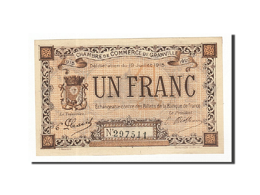 Geldschein, Frankreich, Granville, 1 Franc, 1915, UNZ-, Pirot:60-4