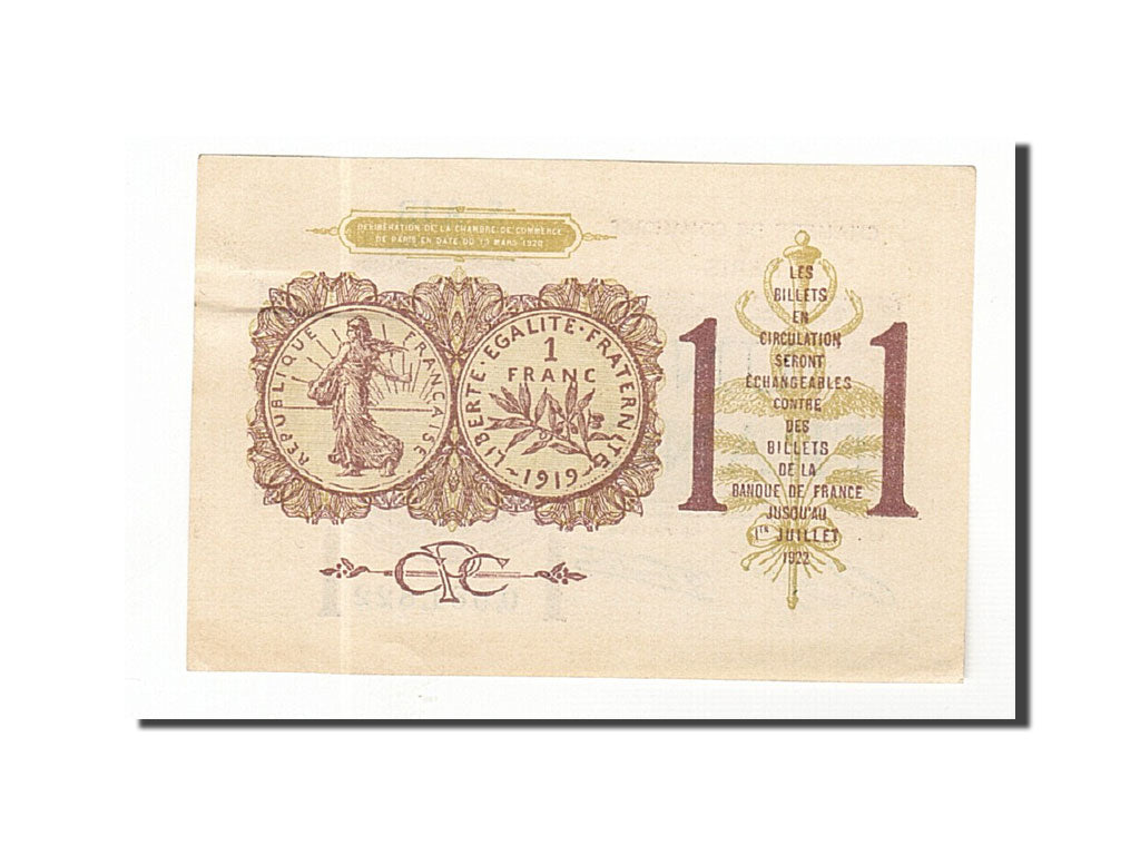 Banknote, Pirot:97-23, 1 Franc, 1920, France, UNC(60-62), Paris