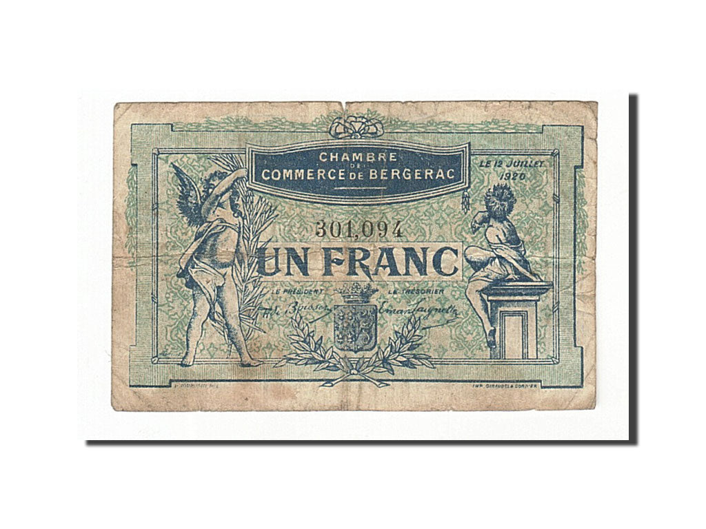 France, Bergerac, 1 Franc, 1920, TB+, Pirot:24-37