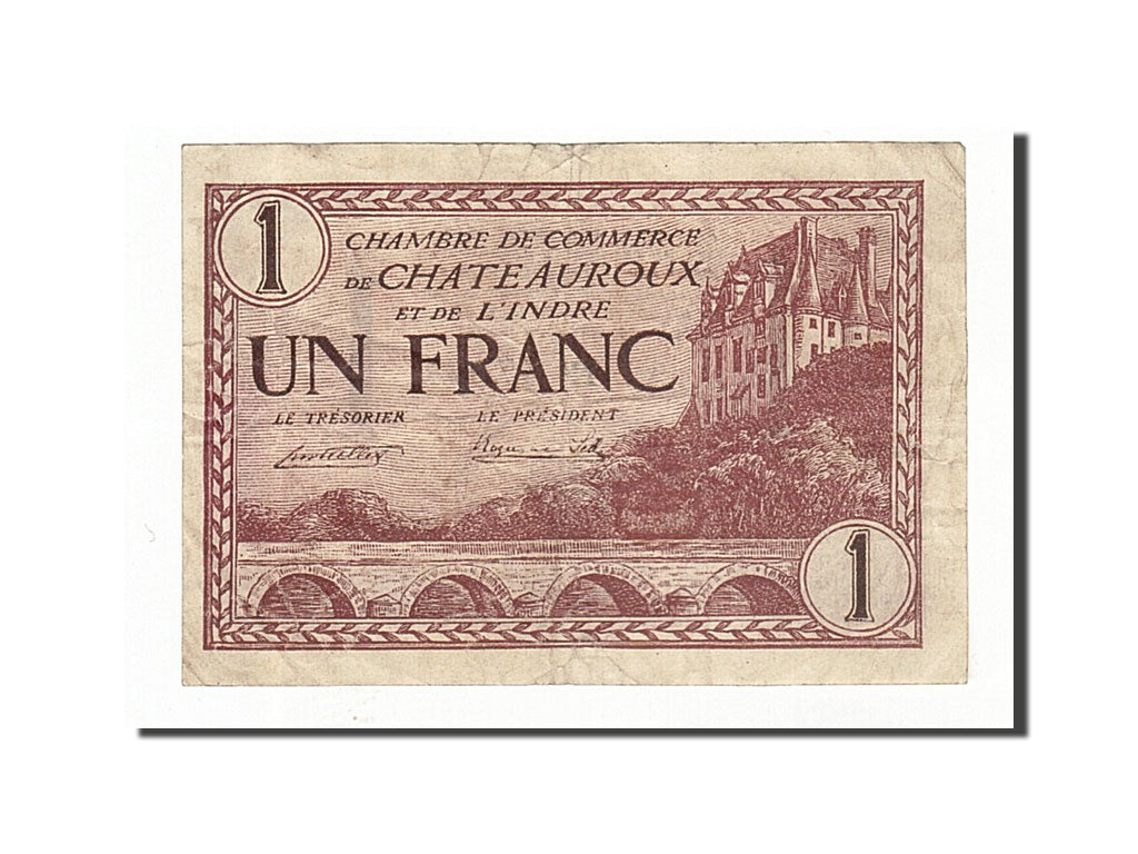 Banknote, Pirot:46-30, 1 Franc, 1922, France, EF(40-45), Chateauroux