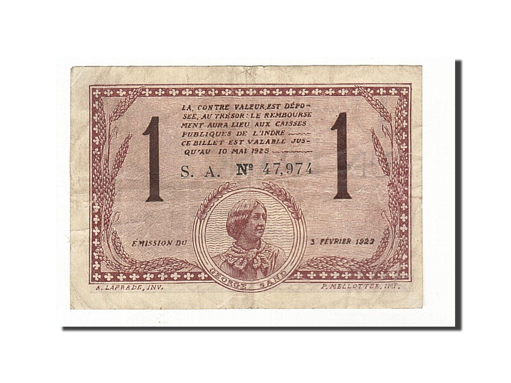 Banknote, Pirot:46-30, 1 Franc, 1922, France, EF(40-45), Chateauroux
